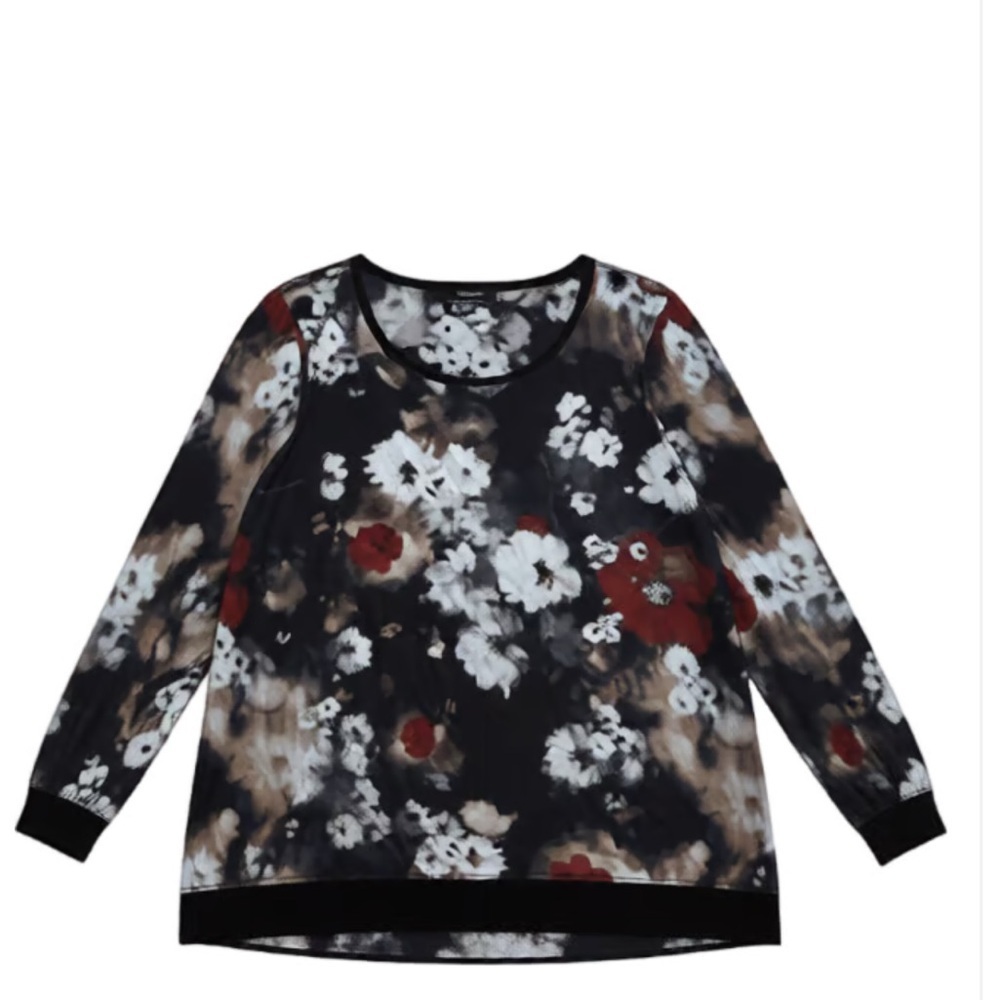 Simply Vera Vera Wang Women’s Black Floral Blouse Size Medium - Picture 2 of 7